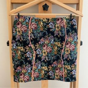 Tinley Road Vintage Floral Print Needlepoint Mini Skirt
